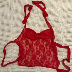 Red Lace Halter Top